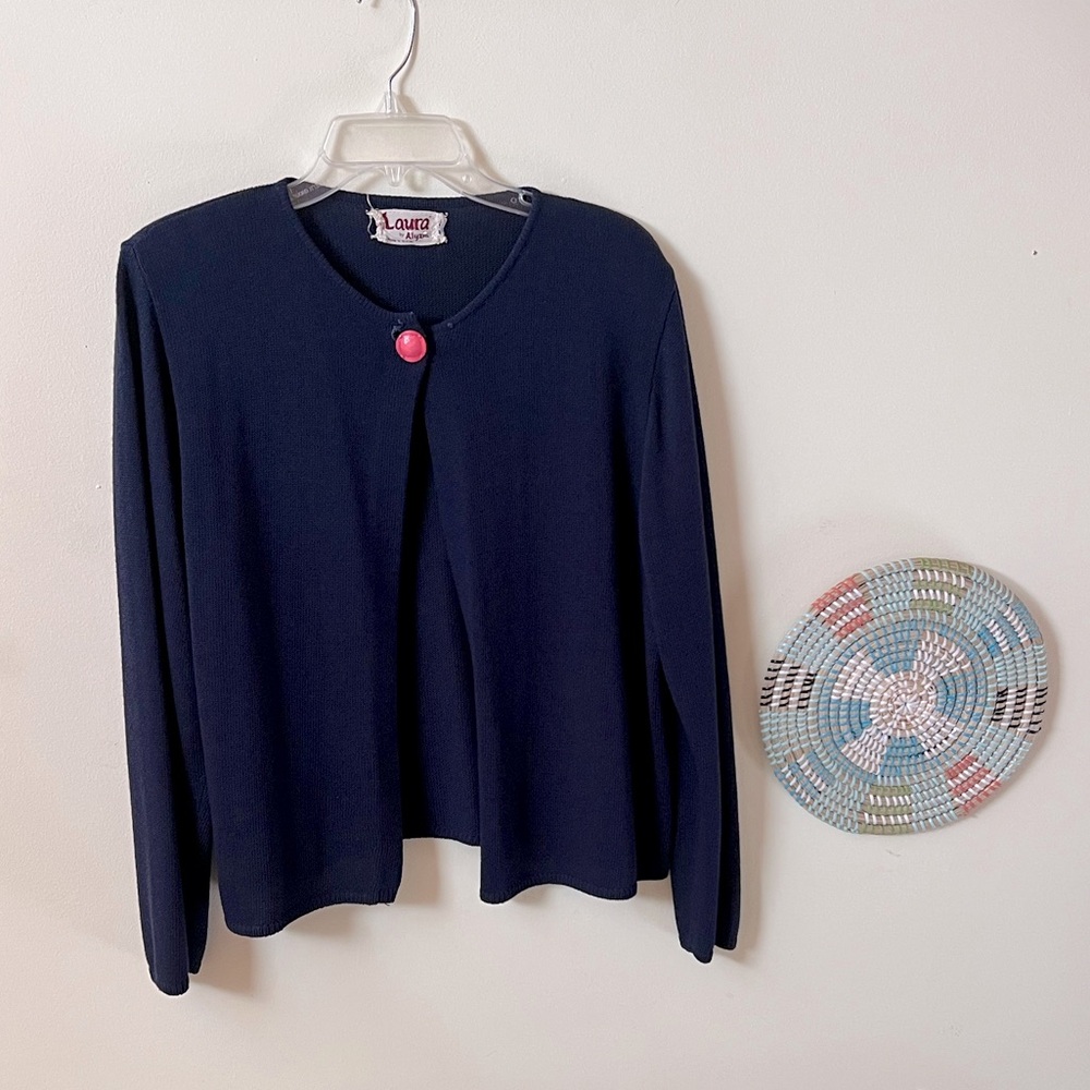 1980’s Laura by Alyzia Size M Vintage Dark Blue Women’s Cardigan Classic Preppy